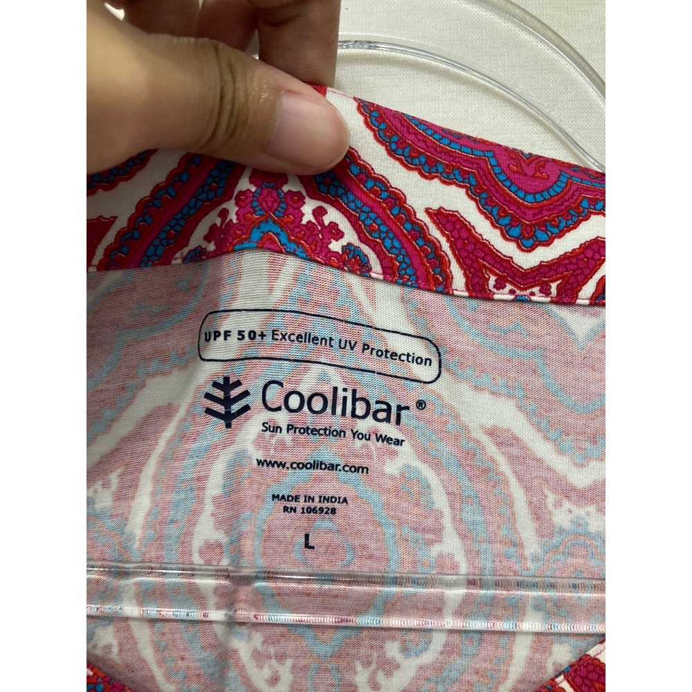 Coolibar Sun Protection Dress Large Pink Medallion Print UPF 50+ Stretch Outdoor - Picture 2 of 8